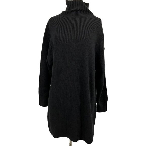 Babaton Dresses & Skirts - NWT Babaton S Maclean Sweater Dress Black 100% Merino Knit Turtleneck Pullover